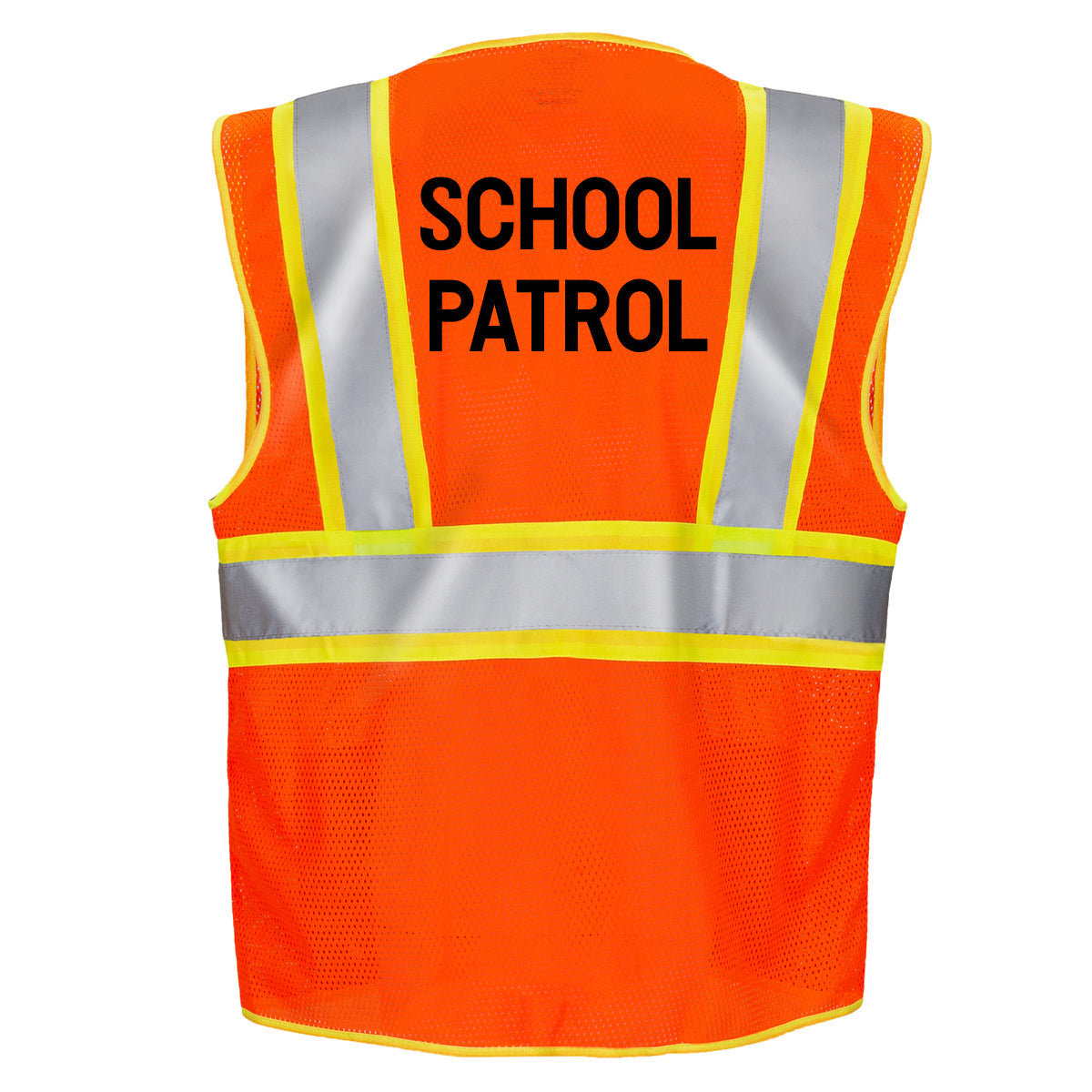 Jorestech Printed Hi-Vis Two-Toned Mesh Safety Vest with 2” Reflective Strips and Pockets - Orange