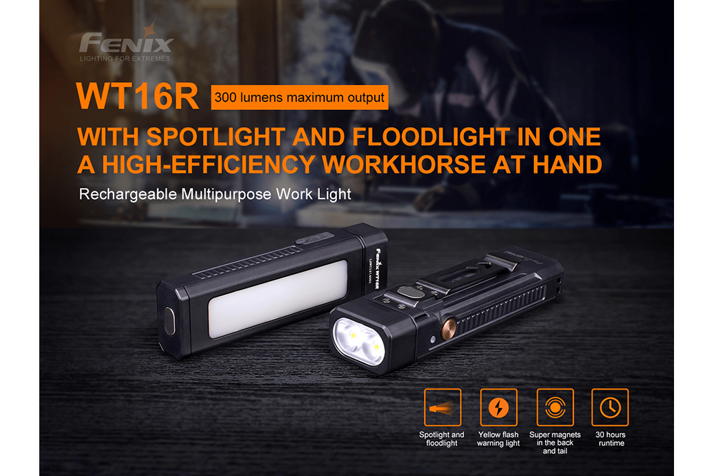 Fenix WT16R Rechargeable Work Light - 300 Lumens