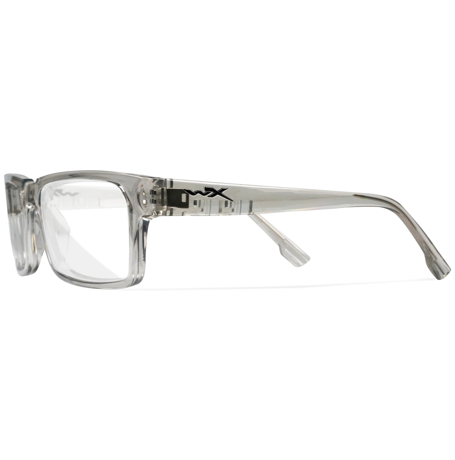 Clear Wiley X Profile Worksight prescription safety glasses with a rectangular Triloid nylon frame.