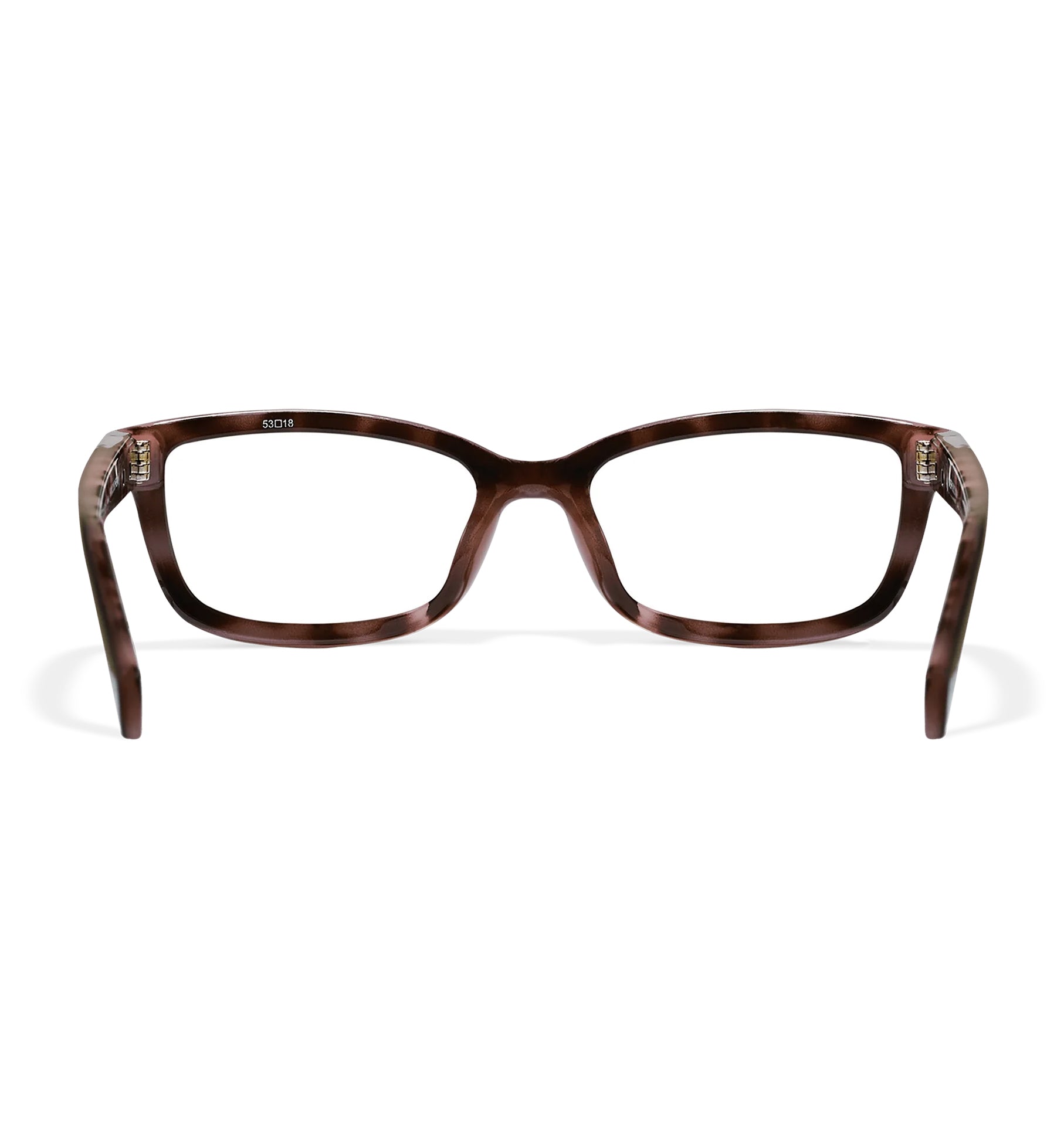Wiley X Virtue Worksight prescription safety glasses, brown tortoise frame, front view.