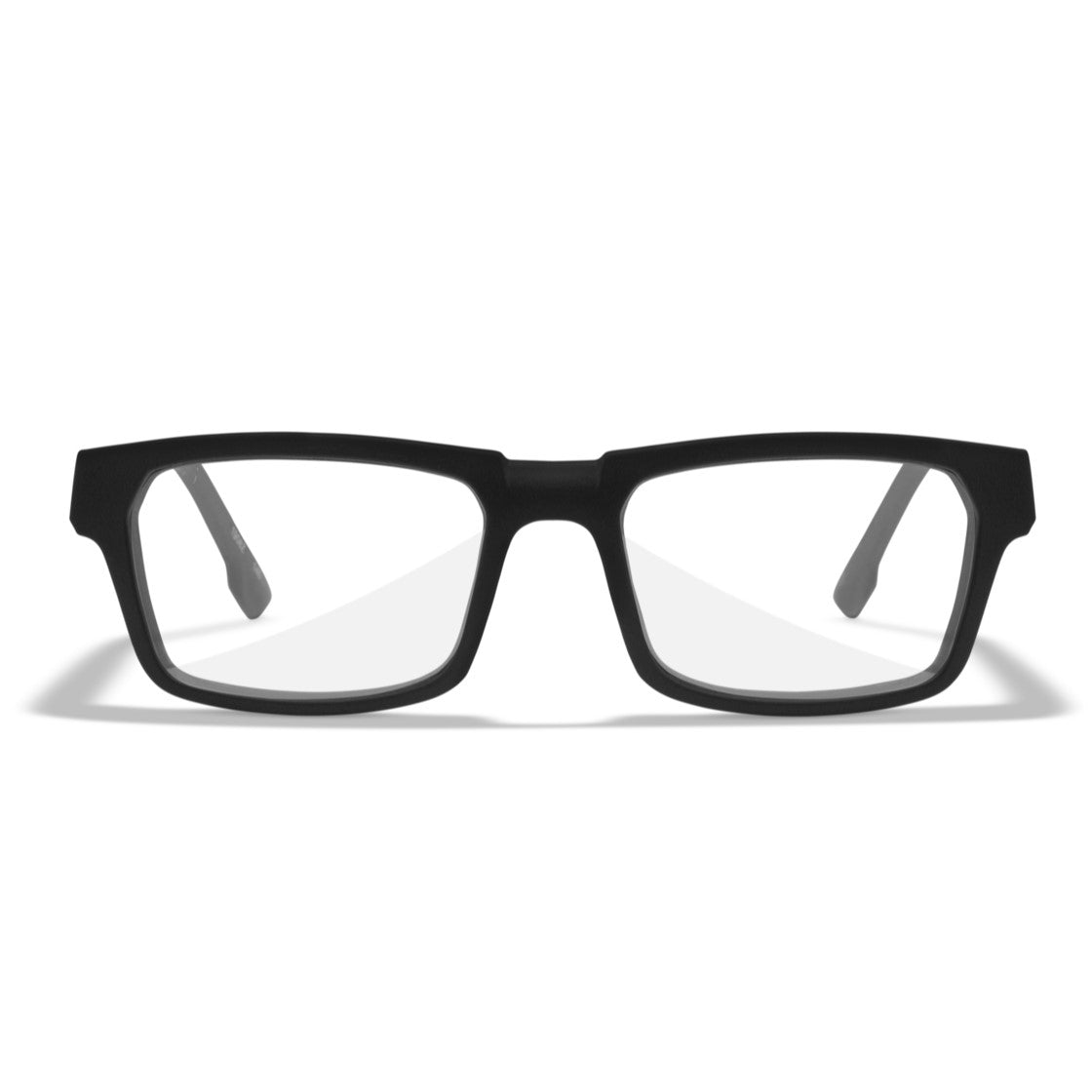 Black Wiley X Profile Worksight prescription safety glasses with clear lenses and durable Triloid nylon frame.