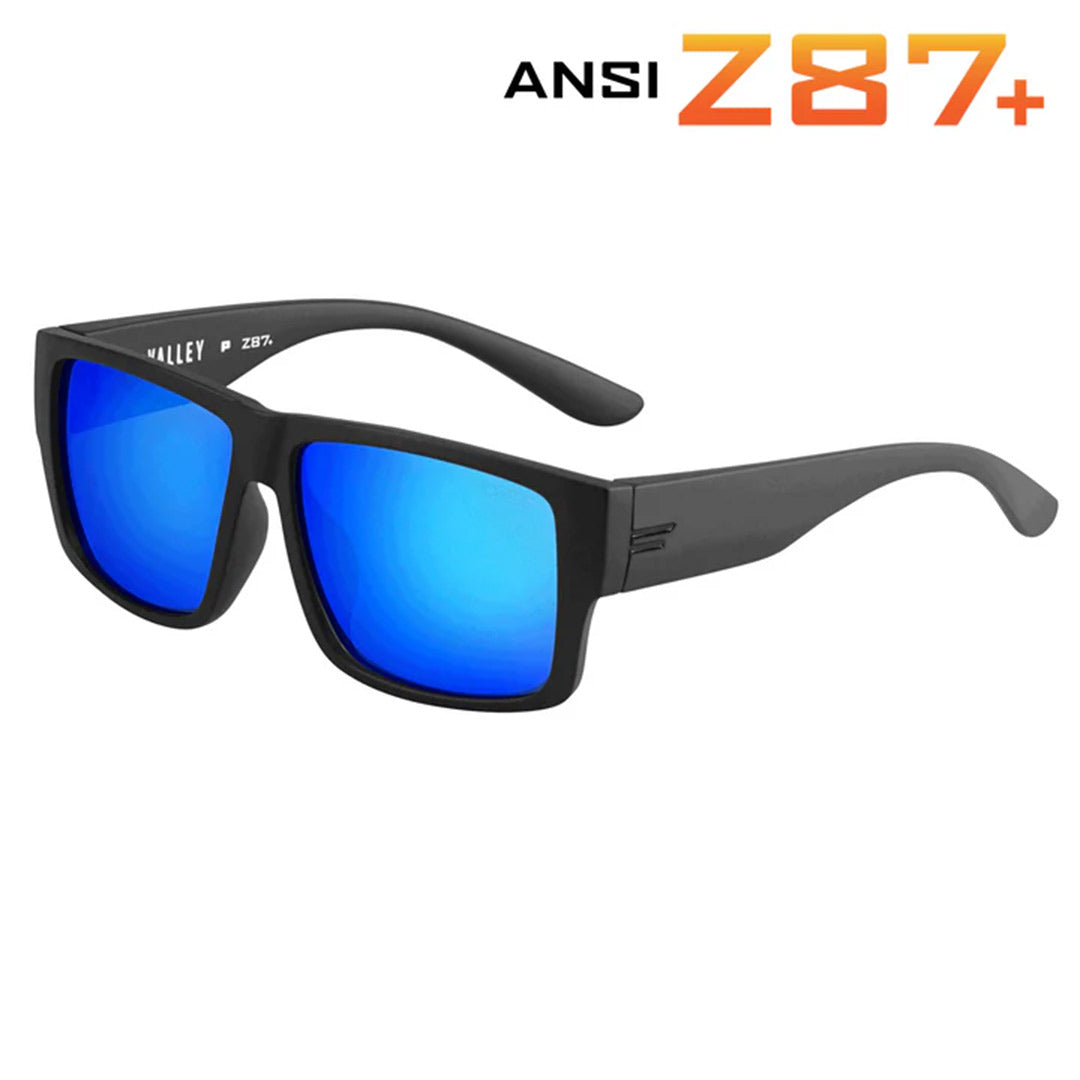 TOROE VALLEY ANSI Z87+ Polarized Safety Glasses-Z87-VALLEY-MBLK-B-BLU-Baja Blue Mirror Lens-1