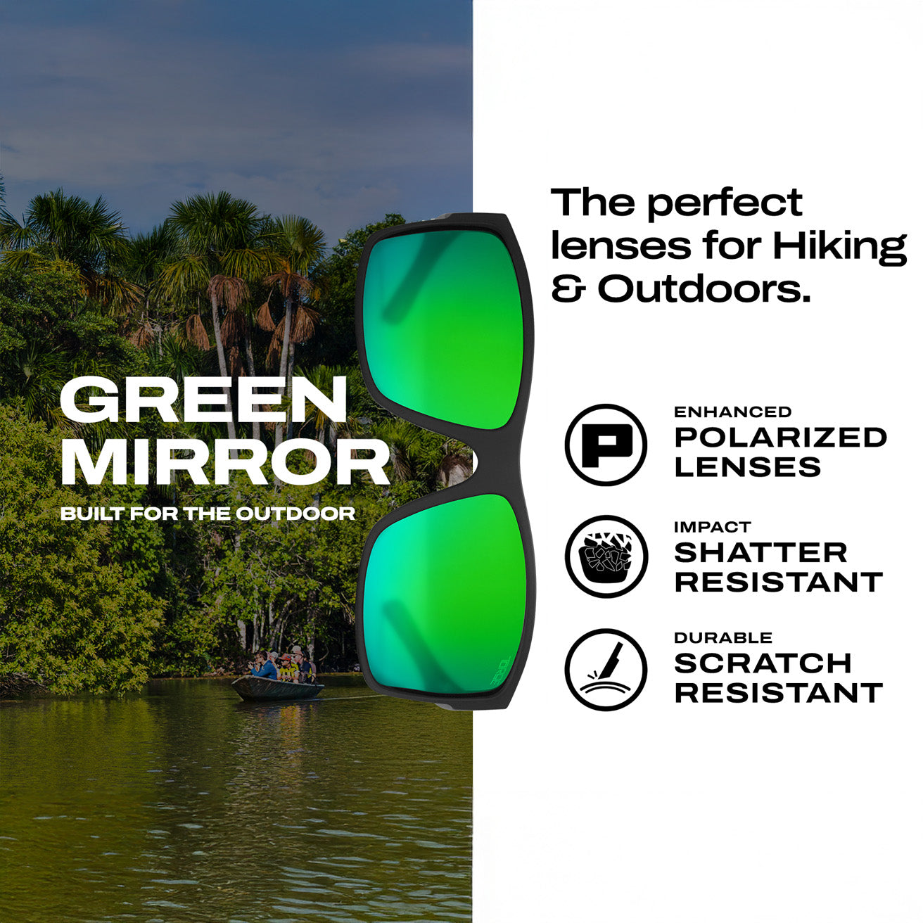 TOROE MOJAVE Green Mirror Polarized Sunglasses