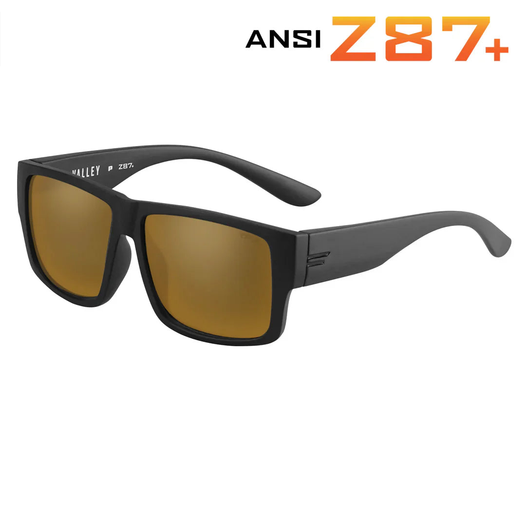 TOROE VALLEY ANSI Z87+ Polarized Safety Glasses-Z87-VALLEY-MBLK-B-BRNZ-Bronze Mirror Lens-7