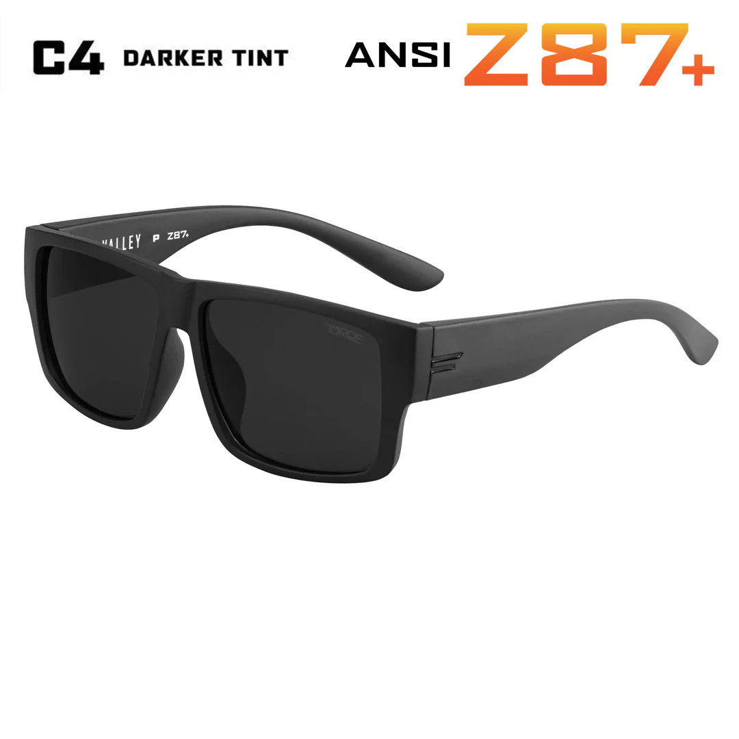 TOROE VALLEY ANSI Z87+ Polarized Safety Glasses-Z87-VALLEY-MBLK-B-C4-Black C4 Lens-3