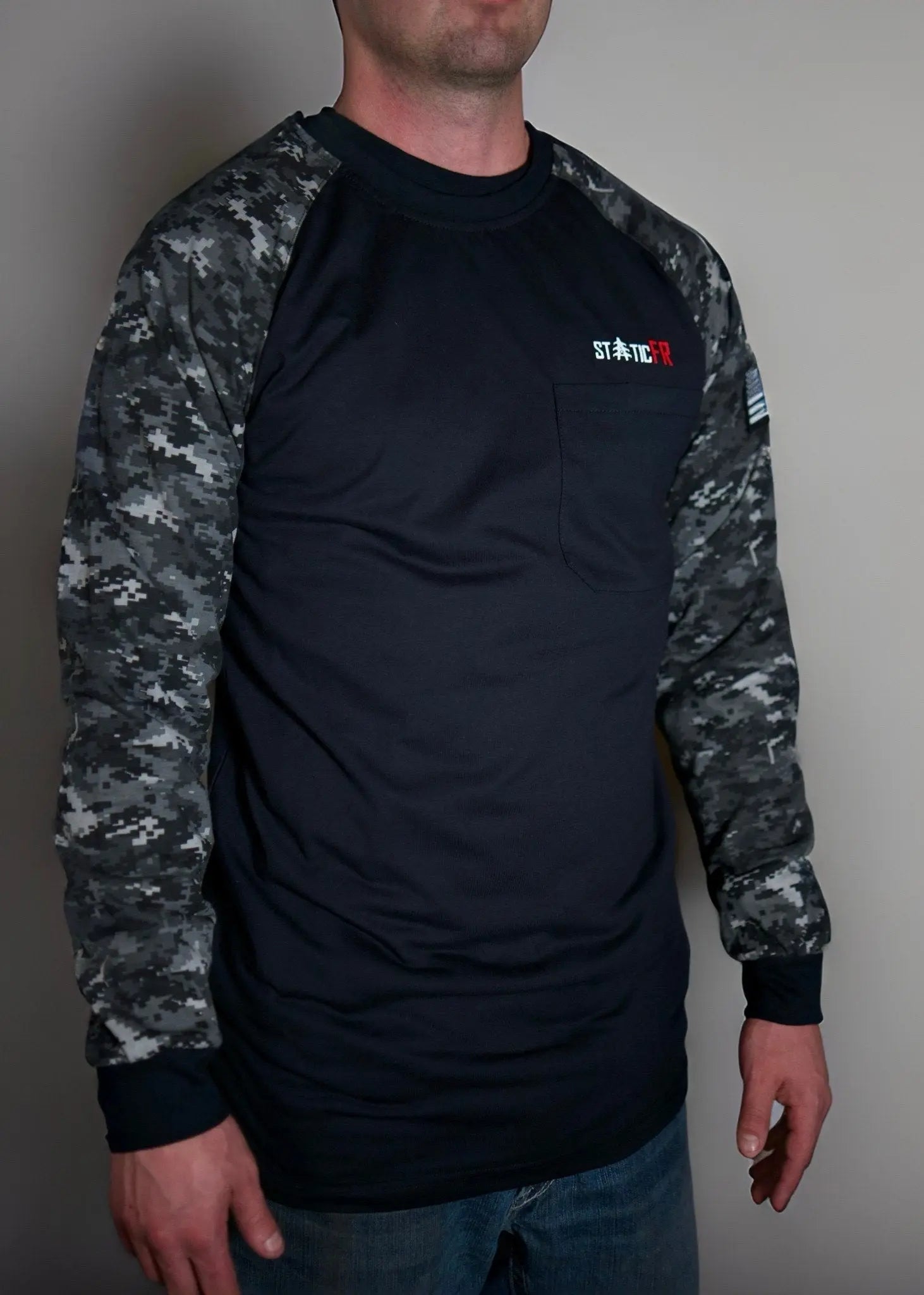 Static FR Flame-Resistant Shirt Digital Camo - Black/Gray-Safety Glasses USA-2