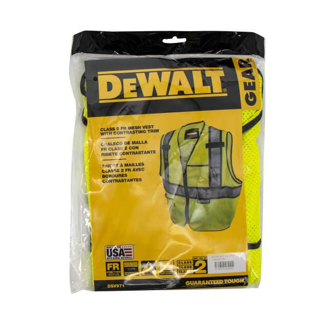 Dewalt DSV971 Type R Class 2 Modacrylic FR Mesh Safety Vest Packaging