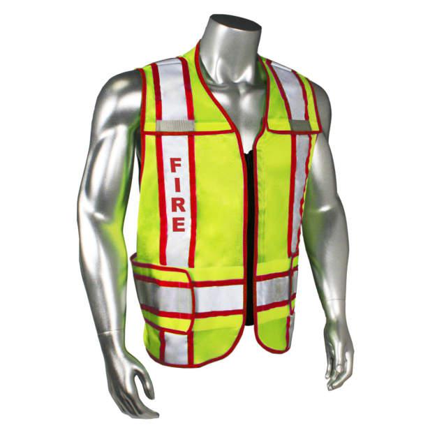 Radians Radwear USA LHV-207-4C Safety Vest Class 2 Police Fire EMS Made In USA-LHV-207-4C-FIR-R-Fire Red Trim Size MD-XL-Safety Glasses USA-2