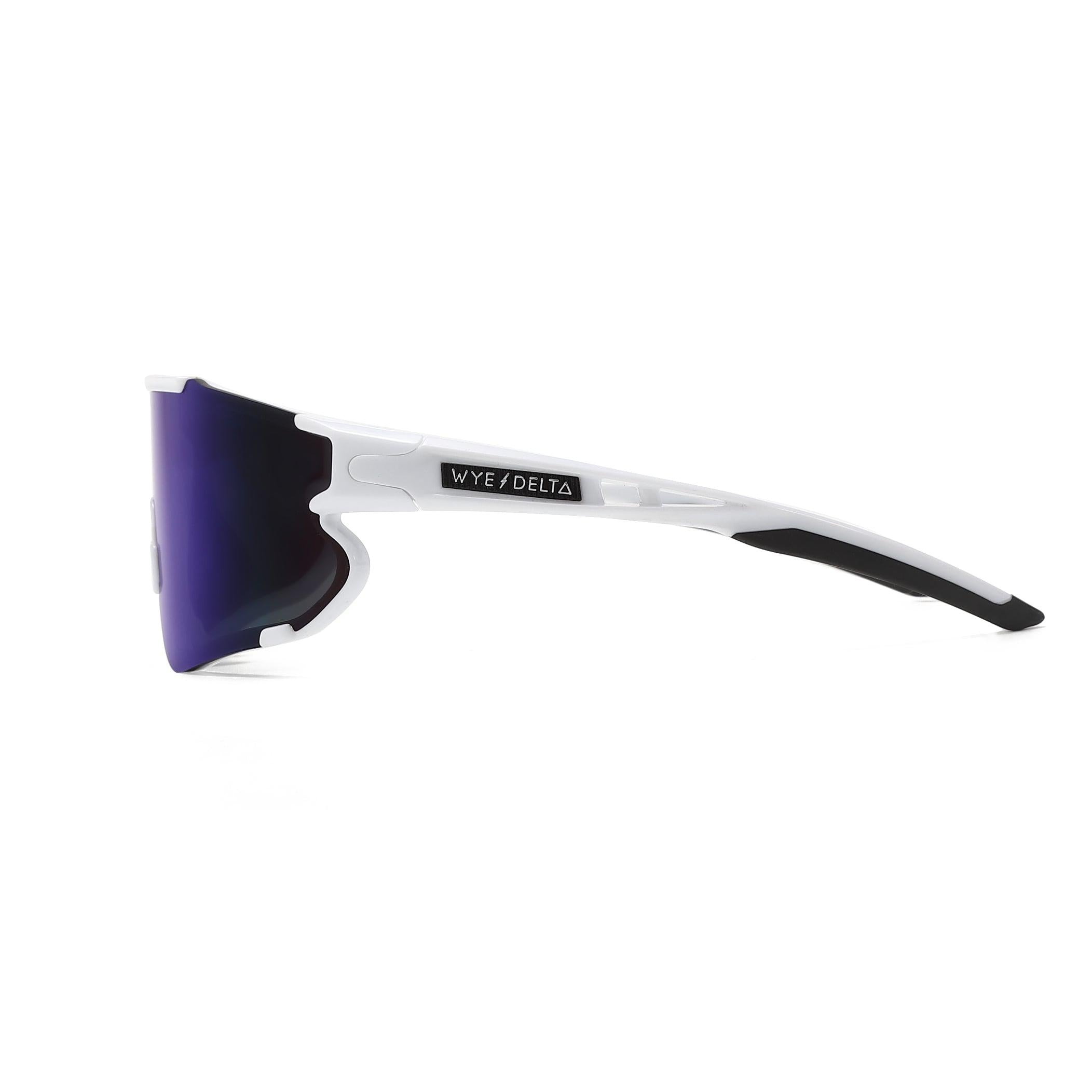 Wye Delta Z87+ HiViz White Deep Blue Mirror Safety Glasses