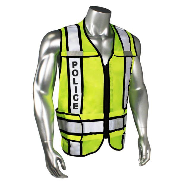 Radians Radwear USA LHV-207-3G Safety Vest Class 2 Police Sheriff Fire EMS Made In USA-LHV-207-3G-BLK-POL-R-Police Black Trim Size MD-XL-Safety Glasses USA-1