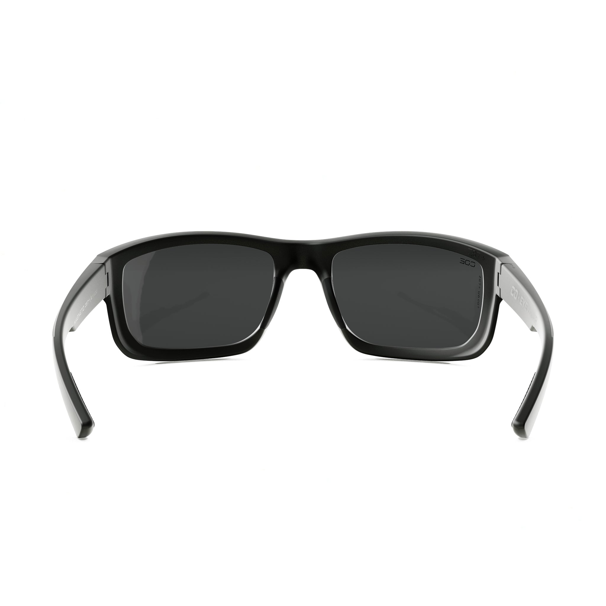 CO Eyewear Magneto Z87+ safety glasses with matte black frame, dark lenses, and rubber nose pads.