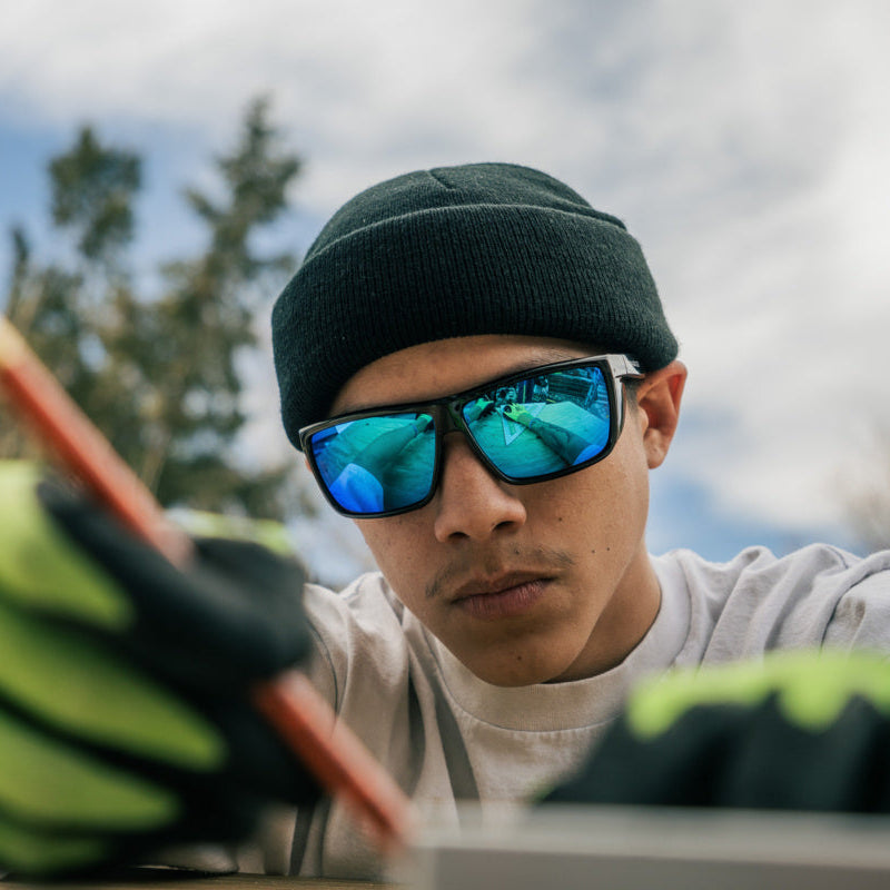 MCR Safety Swagger SR2 Safety Glasses Black with Blue Diamond Polarized Lenses