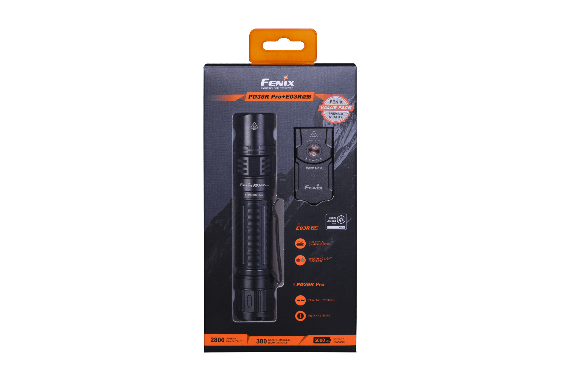 Fenix PD36R Pro 2800 Lumen Flashlight + Free E03Rv2 (optional)-FX-PD36R-PRO-Safety Glasses USA-19