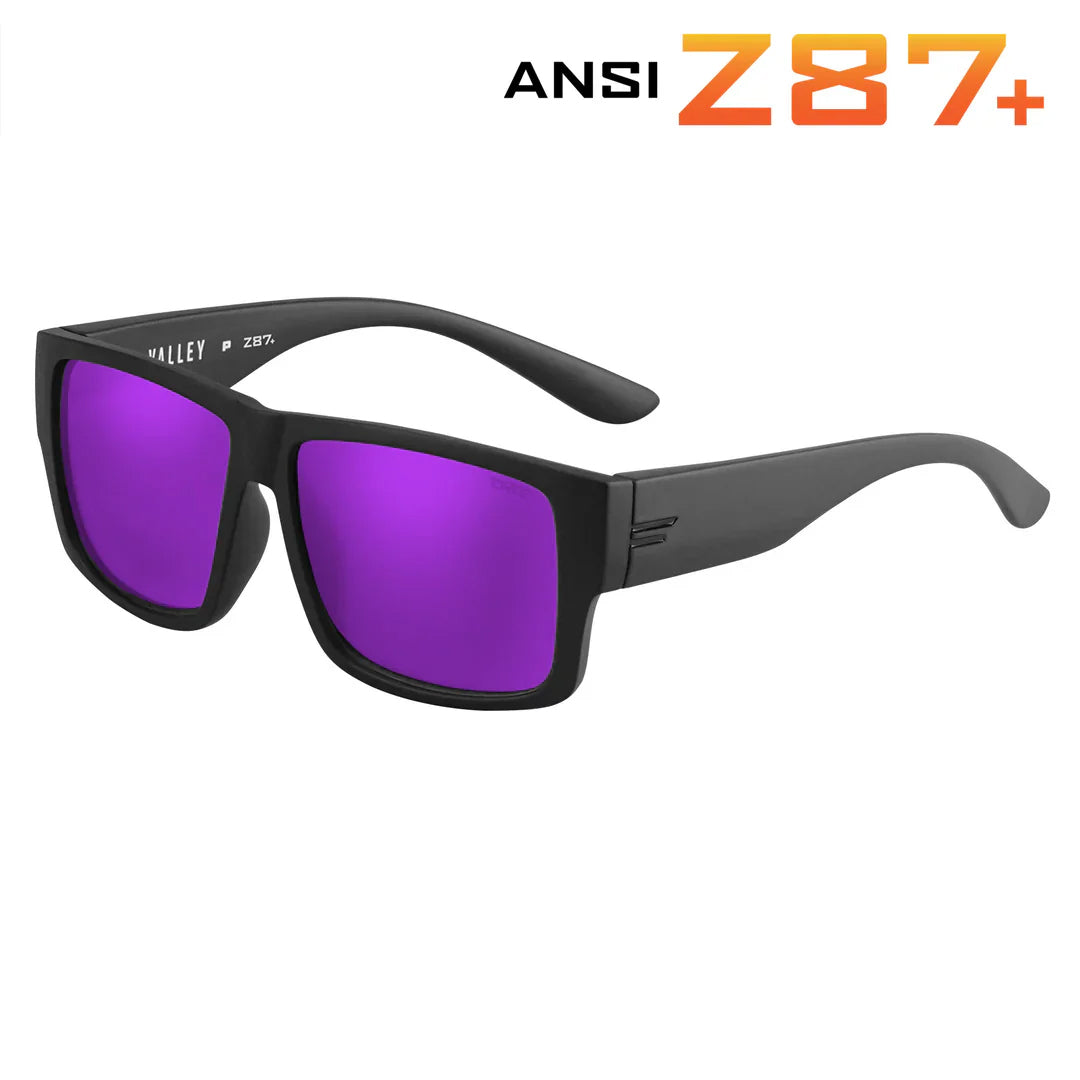 TOROE VALLEY ANSI Z87+ Polarized Safety Glasses-Z87-VALLEY-MBLK-B-VIOLET-Purple Mirror Lens-5