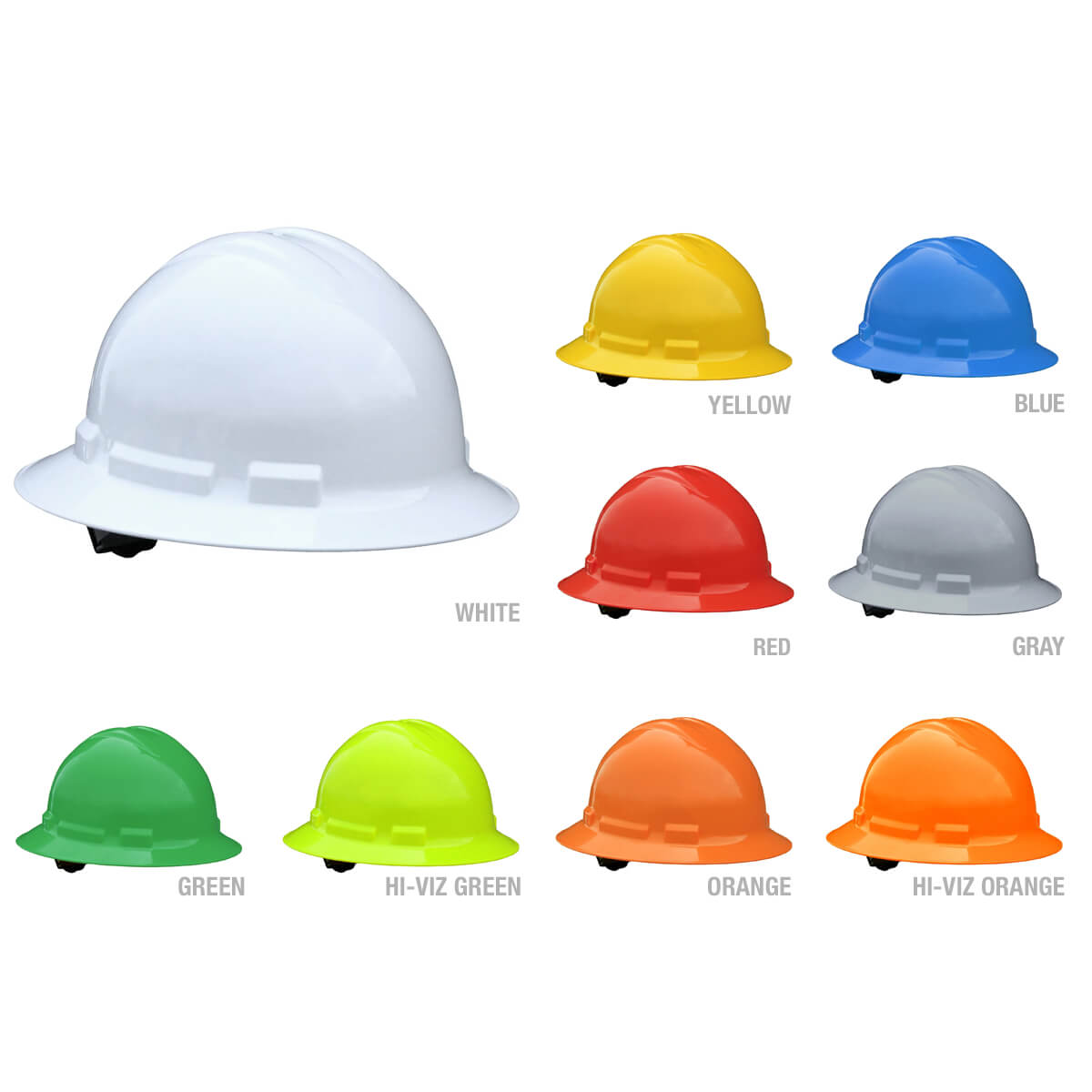 Radians Quartz Full Brim Hard Hats with 6-Point Ratchet Suspension All Color Options