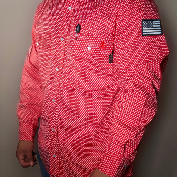 Static FR Flame-Resistant Pearl Snap Work Shirt - Alpha Red