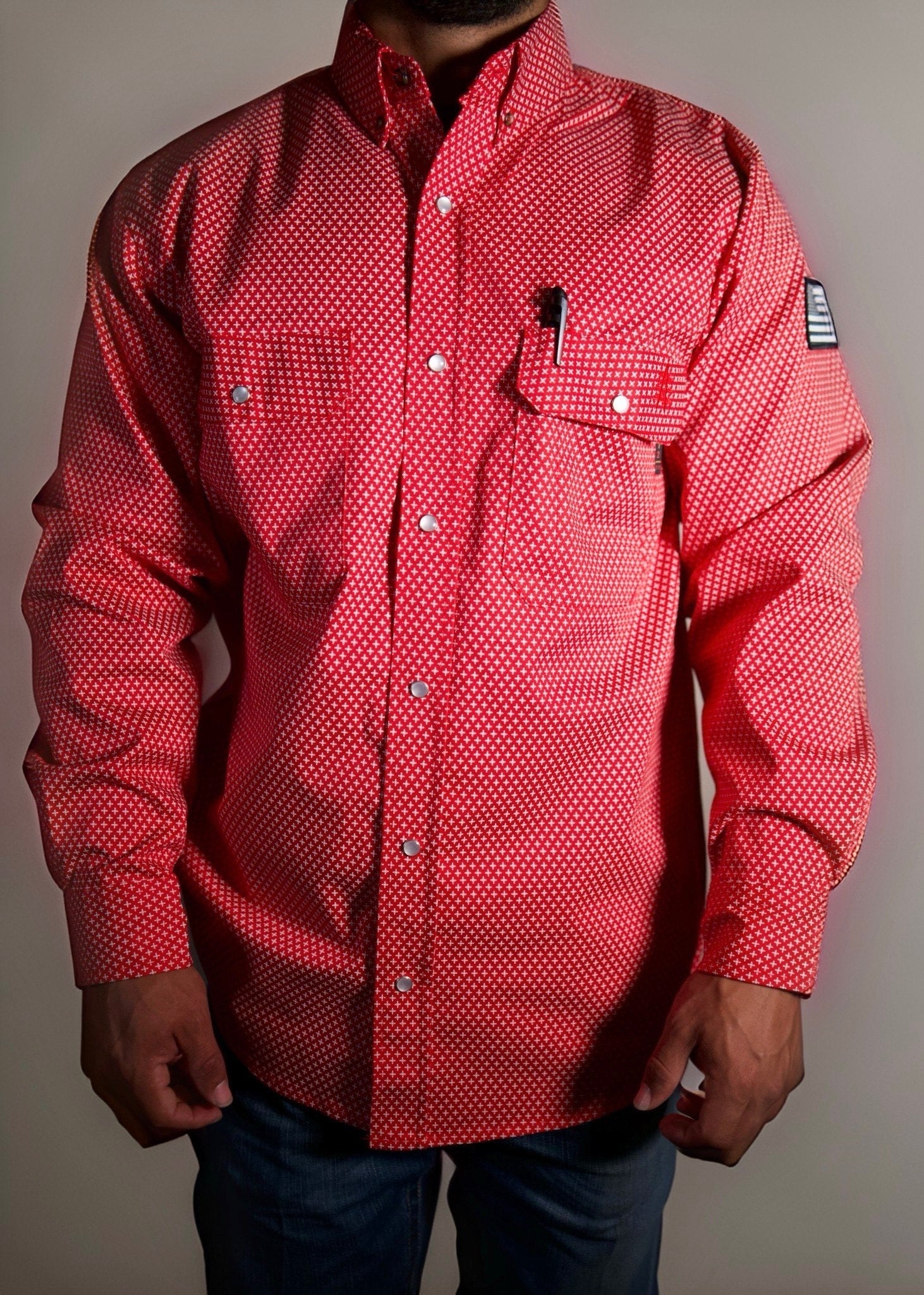 Static FR Flame-Resistant Pearl Snap Work Shirt - Alpha Red
