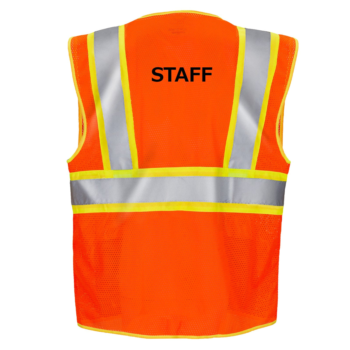 Jorestech Printed Hi-Vis Two-Toned Mesh Safety Vest with 2” Reflective Strips and Pockets - Orange