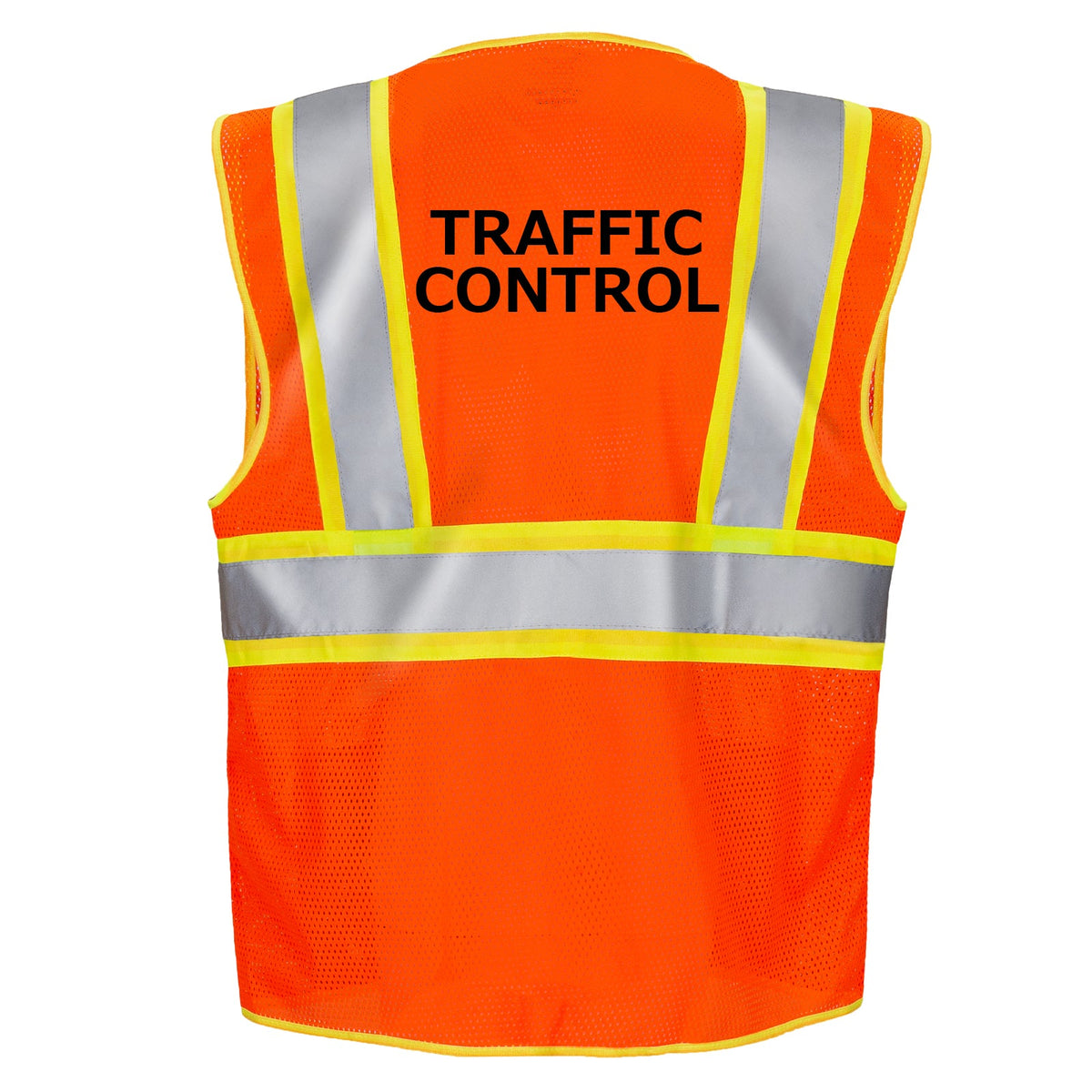 Jorestech Printed Hi-Vis Two-Toned Mesh Safety Vest with 2” Reflective Strips and Pockets - Orange