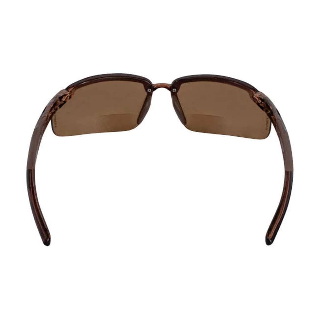 Crossfire ES5 Bifocal Safety Glasses with Crystal Brown Frame and HD Brown Lens