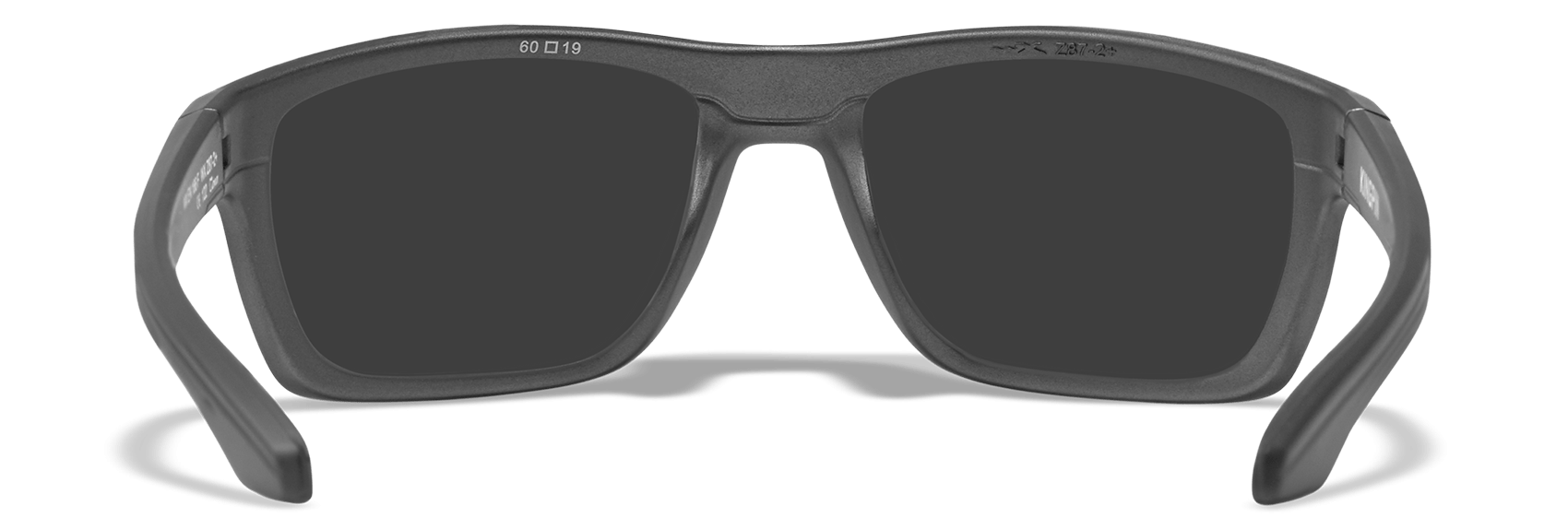 Wiley X Kingpin Sunglasses with Matte Graphite Frame and Polarized Blue Mirror Lens Inside Lens View