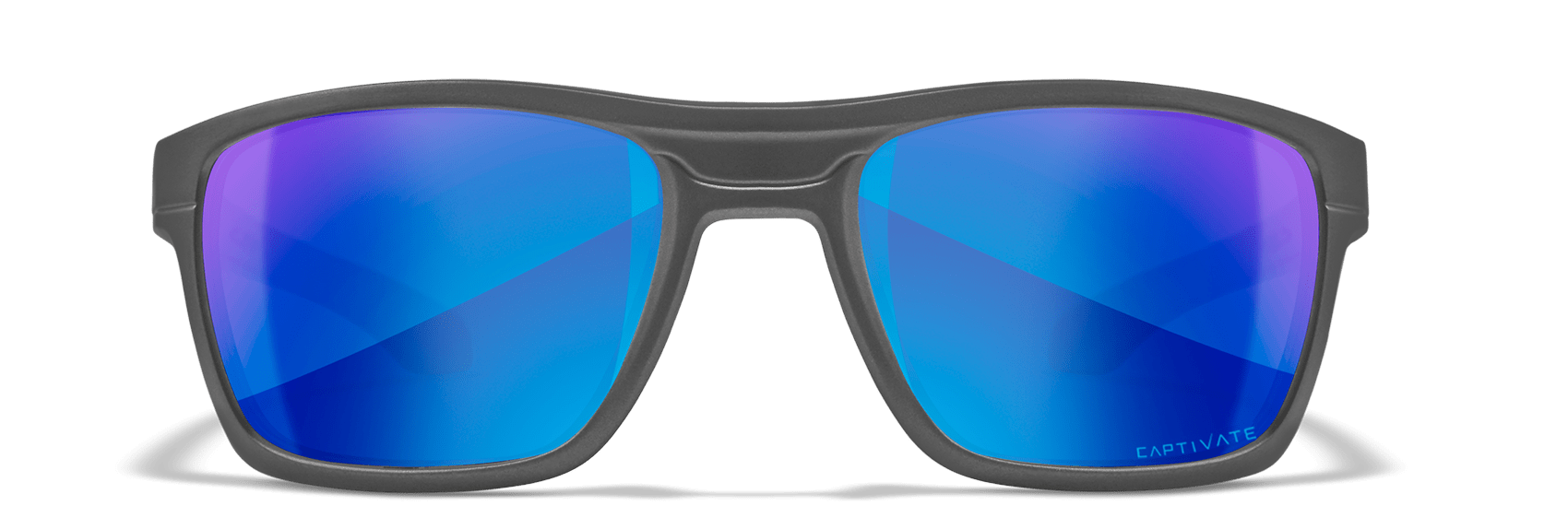 Wiley X Kingpin Sunglasses with Matte Graphite Frame and Polarized Blue Mirror Lens Front Lenses