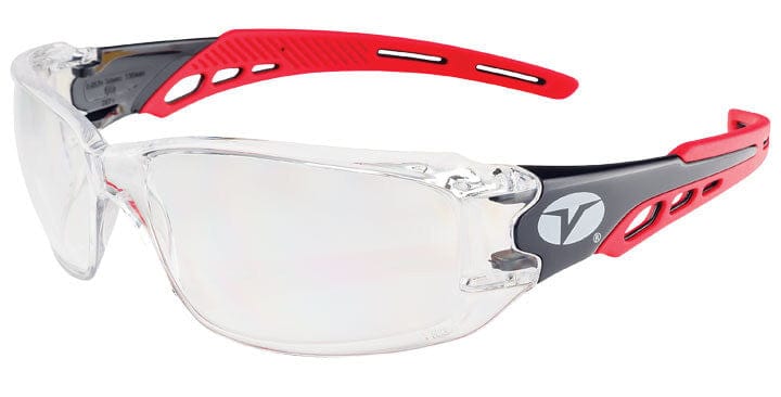 Encon Veratti Brio Safety Glasses with Red Frame and Clear ENFOG Anti-Fog Lens