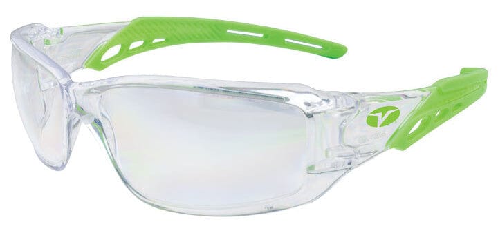 Encon Veratti Brio Safety Glasses with Green Frame and Clear Anti-Fog Lens