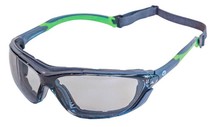 Encon Veratti Primo Foam-Padded Safety Glasses/Goggles with Gray/Green Frame and Light Gray Anti-Fog Lens