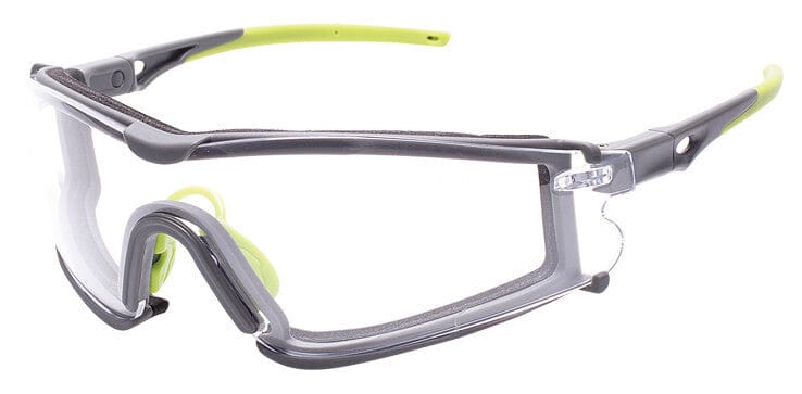 Encon Veratti Scudo Foam-Padded Safety Glasses with Gray/Green Frame and Clear Anti-Fog Lens 11SCU4014