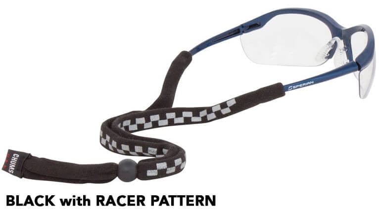 Chums Reflective Original Cotton Eyewear Retainer - Black with Racer Pattern