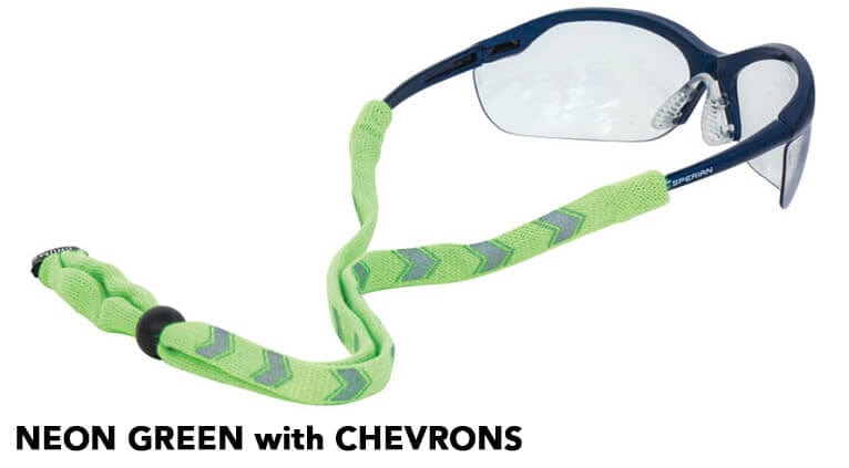 Chums Reflective Original Cotton Eyewear Retainer - Neon Green with Chevrons