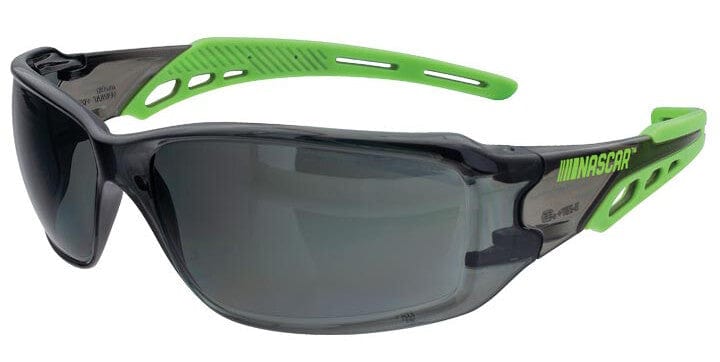 Encon NASCAR Brio Safety Glasses with Green Frame and Gray Lens