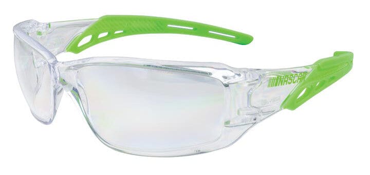 Encon NASCAR Brio Safety Glasses with Green Frame and Clear Lens