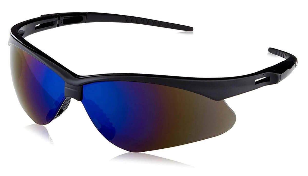 KleenGuard Nemesis Safety Glasses with Black Frame and Blue Mirror Lens