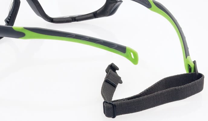 Encon Veratti Primo Foam-Padded Safety Glasses/Goggles with Gray/Green Frame and Gray Anti-Fog Lens - Strap
