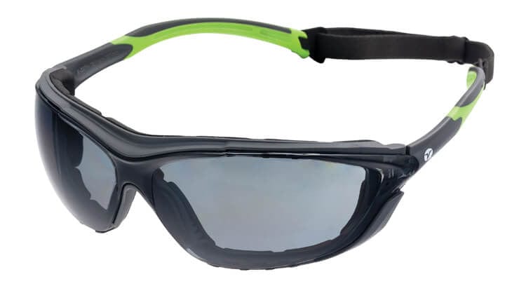 Encon Veratti Primo Foam-Padded Safety Glasses/Goggles with Gray/Green Frame and Gray Anti-Fog Lens