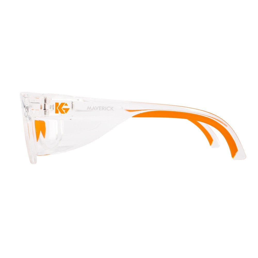 KleenGuard Maverick Safety Glasses with Clear Frame and Clear Anti-Fog Lens Side View