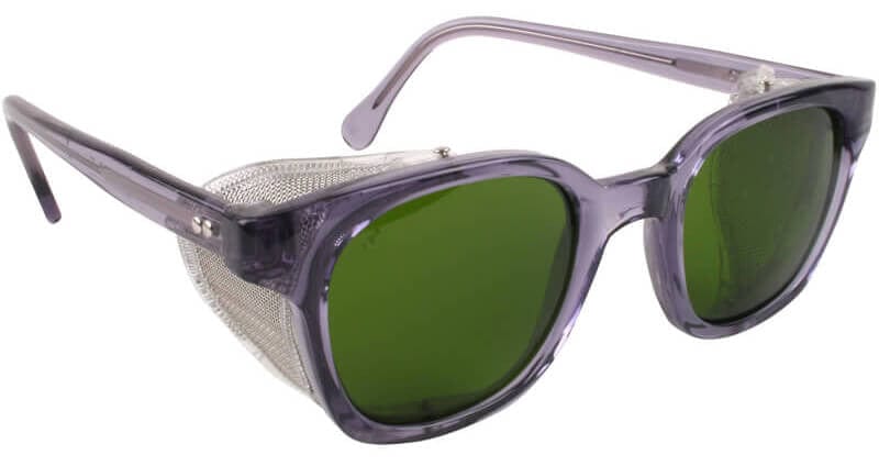 Bouton Traditional Safety Glasses with Translucent Smoke Frame, Wire Mesh Sideshields and IR 3.0 Lens