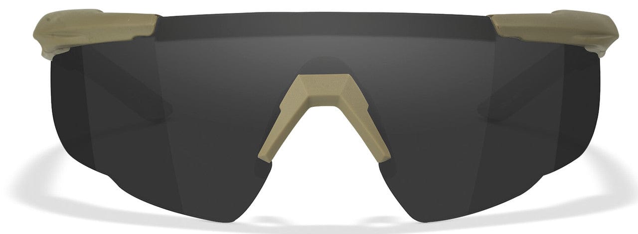 Wiley X Saber Advanced Ballistic Safety Glasses Kit with Tan Frame and Clear, Grey, and Light Rust Lenses 308T - Front View