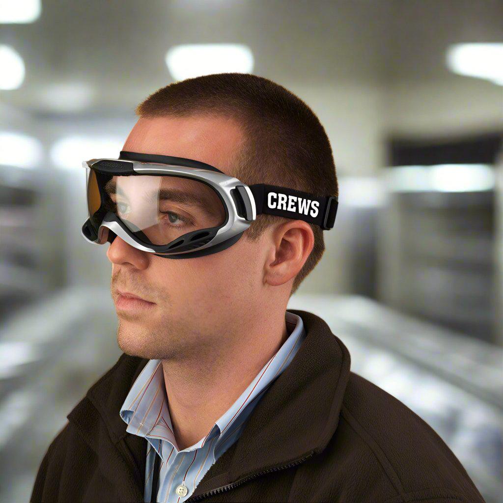 MCR Safety PGX110AF Safety Goggles worn in a refrigerated room