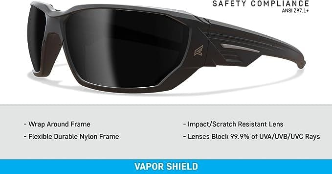 Edge Dawson Safety Glasses with Matte Black Frame and Smoke Vapor Shield Lens XD416VS Key Features
