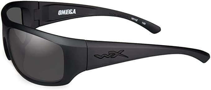 Wiley X Omega Safety Sunglasses Matte Black Frame Captivate Polarized Grey Lens ACOME08 Side