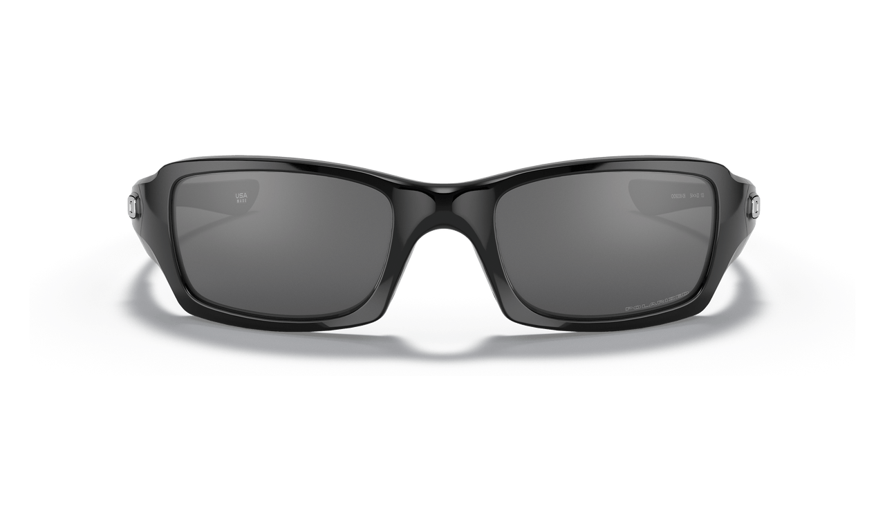 Oakley Fives Squared Sunglasses with Polished Black Frame and Black Iridium Polarized Lens OO9238-06 Front View