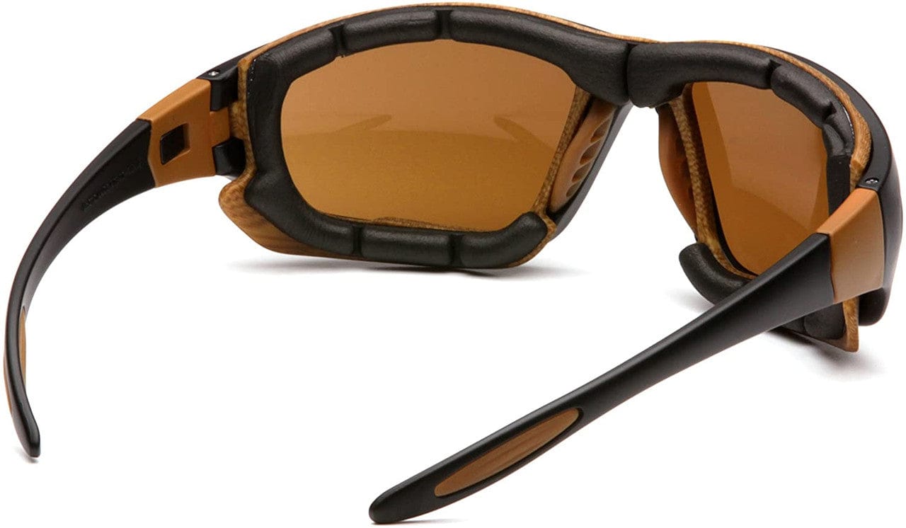 Carhartt Carthage Safety Glasses/Goggles Black Frame Sandstone Bronze Anti-Fog Lens CHB418DTP Inside