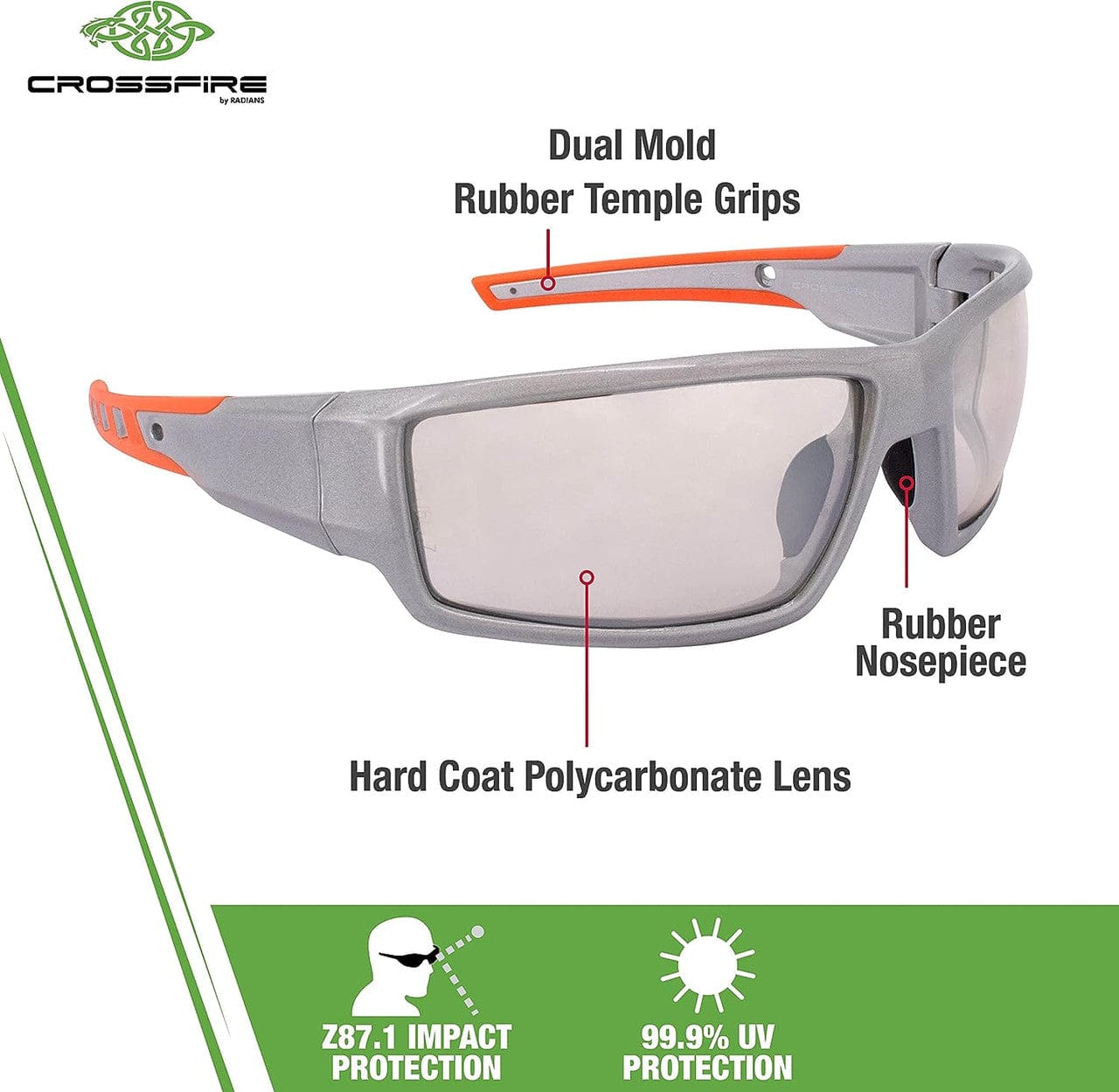 Crossfire Cumulus 412215 Safety Glasses Key Features