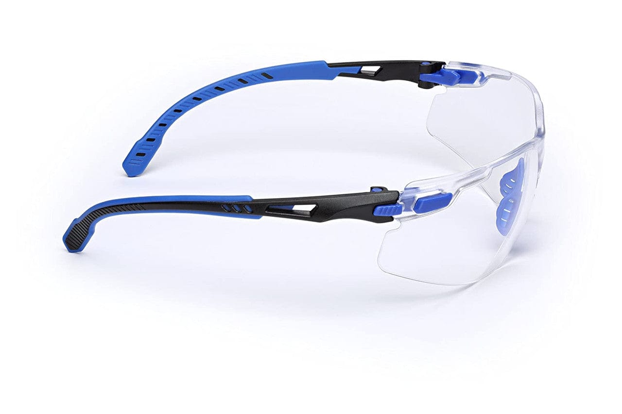 3M Solus Safety Glasses Blue Temples Clear Anti-Fog Lens S1101SGAF Side