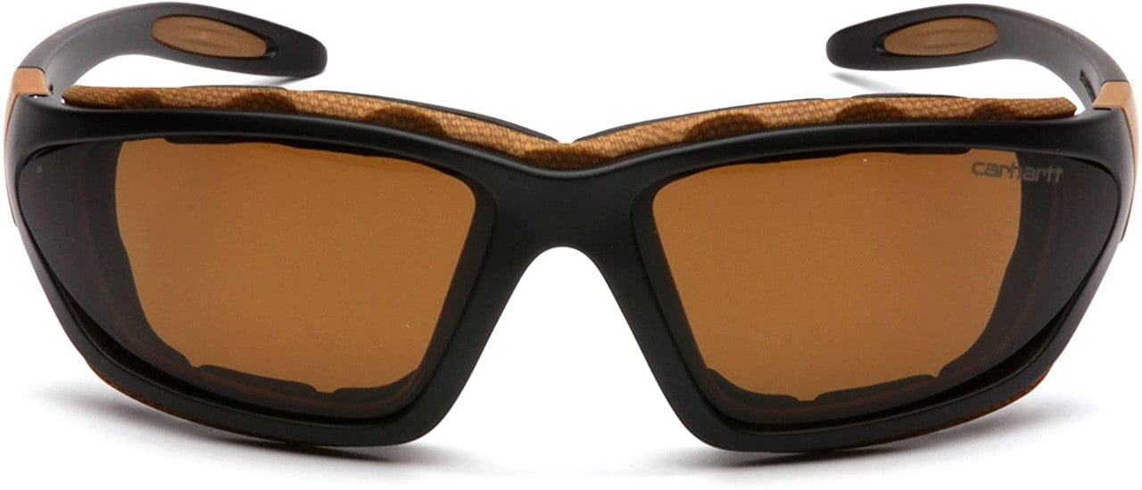 Carhartt Carthage Safety Glasses/Goggles Black Frame Sandstone Bronze Anti-Fog Lens CHB418DTP Front