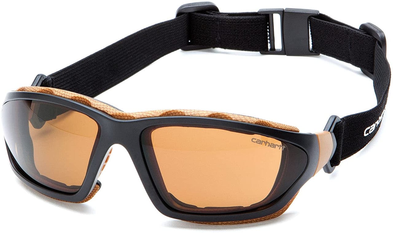 Carhartt Carthage Safety Glasses/Goggles Black Frame Sandstone Bronze Anti-Fog Lens CHB418DTP Goggle Front
