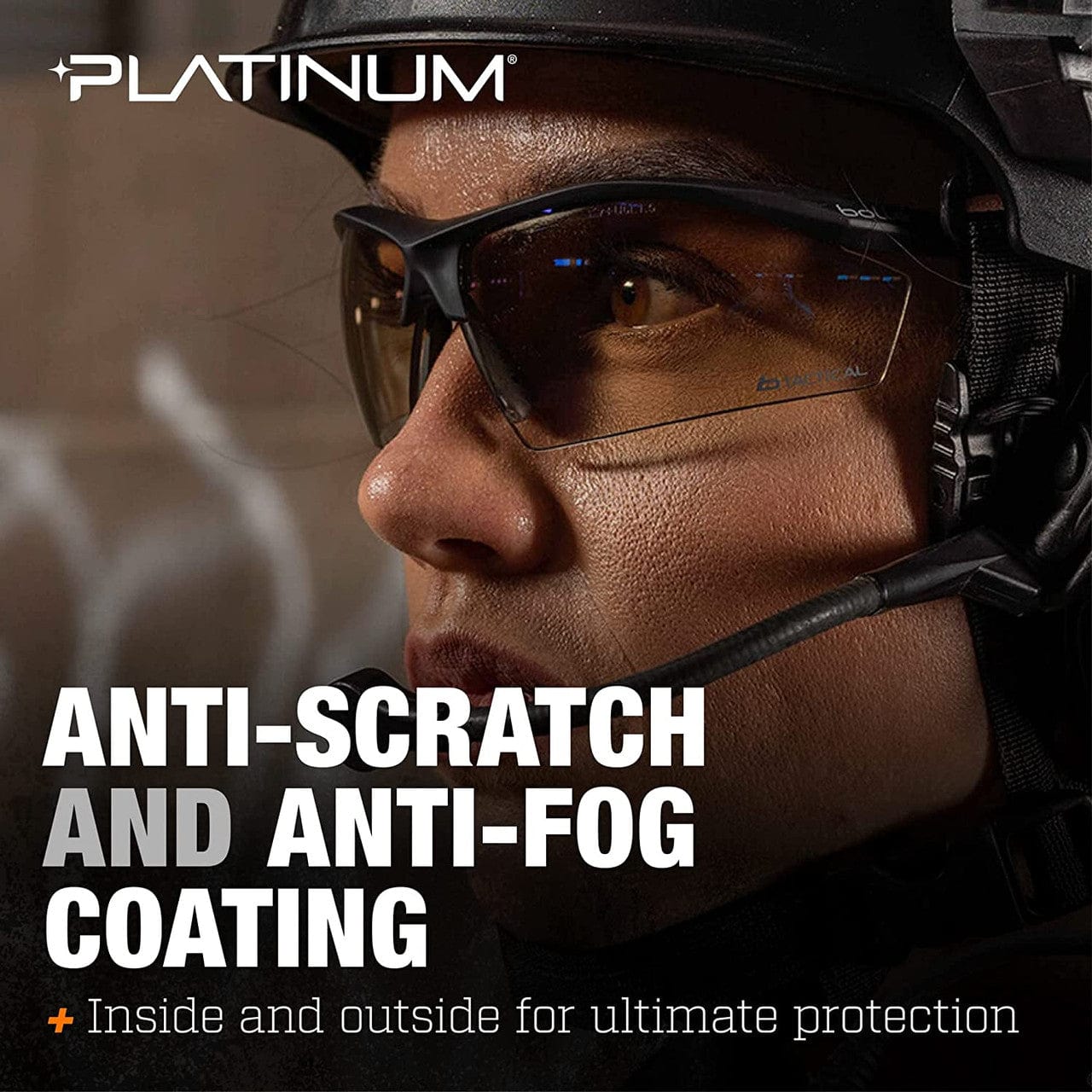 Bolle Sentinel Tactical Safety Glasses with CSP Platinum Anti-Fog Lens Lens Coatings